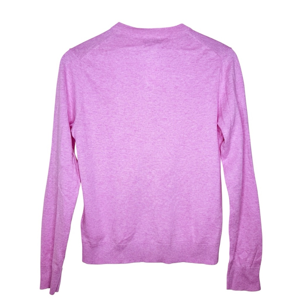 J. CREW NWT Classic Cotton Cardigan Sweater Size Medium in Heather Berry - Picture 4 of 9